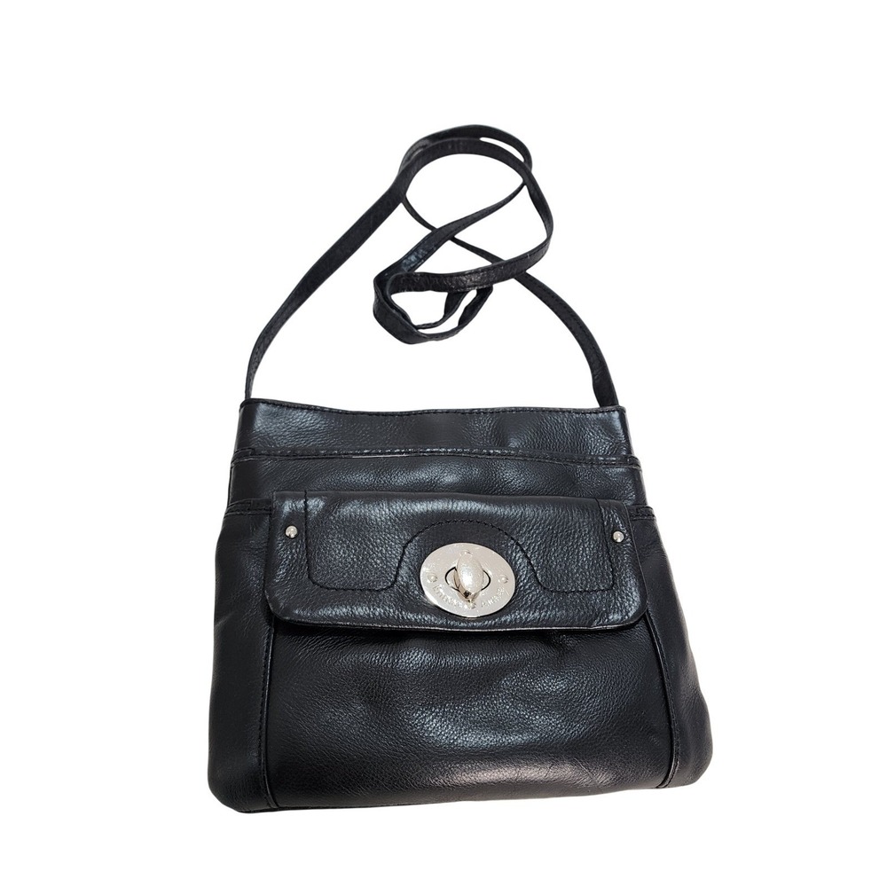 Etienne Aigner Crossbody Bag Womens Black Pebbled Leather Classic Minimalist